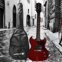 fishbone SG Jr. Cherry Red 32.5&quot; 3/4 Size Electric Guitar+Gig Bag,Cable,... - $109.90