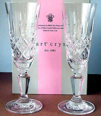 Primary image for Stuart Crystal Chester Champagne Flute Glasses 2 PC Austria 7.75"H #31550564 New