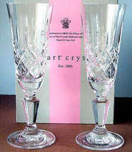 Stuart Crystal Chester Champagne Flute Glasses 2 PC Austria 7.75&quot;H #3155... - £46.44 GBP