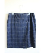 J. Jill M P Petite Blue Gray Plaid Wrap Style Pull-On Skirt Buttons - £15.53 GBP