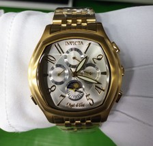 invicta men gold objet d art automatic watch adjustable bracelet moon phase - $329.99