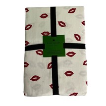 Kate Spade Tablecloth Kiss White Red Lips Oblong 60&quot; x 102&quot; Valentines Love - £21.18 GBP