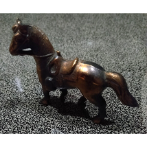 Vintage Metal Copper Over Brass Look 2.5&quot; Horse Figurine Statue Collectible - $11.99