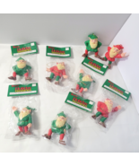 8 Vtg Christmas Elves Dwarves Gnomes Ornaments Blow Mold 3.5&quot; Elf Green Red - $877.98 MXN
