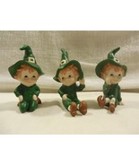 Vintage Lefton Sri Lanka Bisque Pixie Elf Leprechaun Figurines 06107 Set... - $26.95