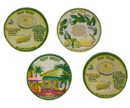 Key West Florida Key Lime Pie Cork-Back Coasters w/Black Wood Holder (Set of 4) - £9.92 GBP