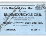 1901 Brunswick Bicycle Club Diamond Race Meet New Brunswick New Jersey N... - $32.62