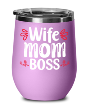 Wife Mom Boss, light purple Wineglass. Model 60043  - £21.22 GBP