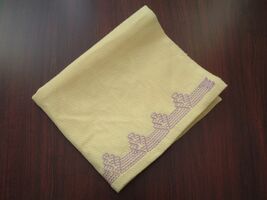 vintage yellow table runner with lilac trim tea towel - $19.75