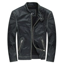 New Men’s Motorcycle Biker Retro Vintage Distressed Black Real Leather Jacket - £82.55 GBP