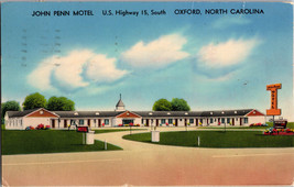 Vtg Postcard, John Penn Motel, U.S. Highway 15, South, Oxford, North Carolina - $5.84