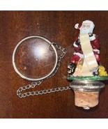 Hand Painted Santa Claus Christmas List Pewter Wine Stopper - $10.00