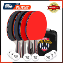 Ping Pong Paddle Set - Includes 4 Player Rackets 8 Professional Table Te... - £21.15 GBP