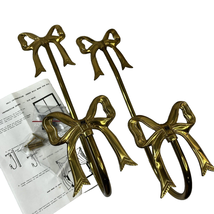 Vintage PAIR of Brass Tied Bows Curtain Tie Backs Wall Hooks Made in India NEW - £64.25 GBP