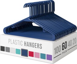Clothes Hangers Plastic 60 Pack - Navy Plastic Hangers - The - £33.33 GBP