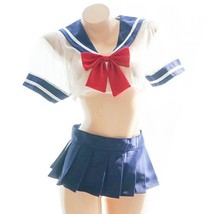 School Girl Uniform Lingerie Cosplay Costume Set | Top Mini Skirt with B... - £31.17 GBP