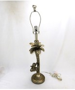Vintage Brass Table Lamp, Monkey Climbing Banana Tree, Art Deco, Tested/... - $185.22