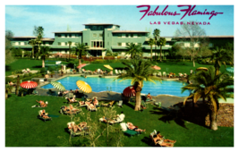 Flamingo Hotel Las Vegas Nevada Poolside Palm Trees Unposted Postcard - £3.83 GBP