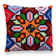 Vtg Needlepoint Throw Pillow 8 Point Star Native Southwestern Multicolor 14x15” - £21.76 GBP