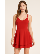 Almost Famous Red Lace Back Fit &amp; Flare Mini Women’s Size Large Skater D... - $39.99
