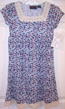 NWT Licorice Girl&#39;s SS Blue &amp; Red Floral Dress, Small - £11.63 GBP