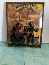 Vintage Reverse Painted Silhouette with Convex Glass &amp; Copper Edge Wall Art - $12.67