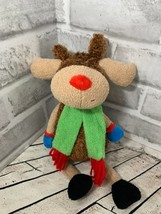 Animal Adventure reindeer moose deer green scarf blue mittens winter plush red - £11.83 GBP