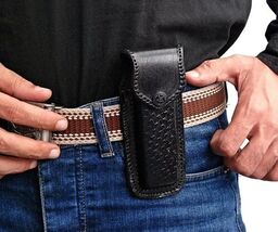 5" Vintage Dark Brown Black Sheath for Buck 110 Pocket Folding Knife Pouch - $12.76