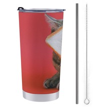 Mondxflaur Funny Cat Steel Thermal Mug Thermos with Straw for Coffee - £16.76 GBP