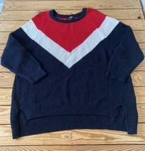 Express Women’s Ribbed Sweater Size L Navy Red White BA - £17.05 GBP