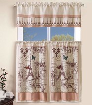 Sapphire Home 3 Piece Kitchen Curtain Linen Set with 2 Tiers 27&quot; W (Total Width  - £15.22 GBP