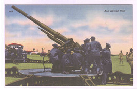 Anti Aircraft Gun Unit US Army Military WWII linen postcard - $5.94