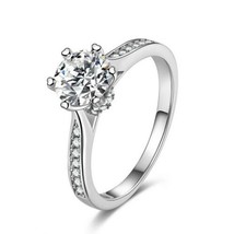 2CT Certified LC Moissanite Wedding Engagement Women&#39;s Ring Sterling Silver - £112.62 GBP