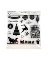 Fiskars Clear Stamp Set Twas The Night Before Christmas Sleigh Deer Snow... - £11.42 GBP