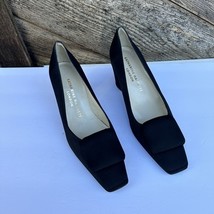 Vintage Black Satin Square Toe Block Heel 1920s Look KATHARINE HAMNETT L... - $55.44