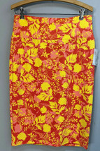 LuLaRoe Sz L Cassie Pink Yellow Floral Pencil Comfortable Skirt NWT - £13.30 GBP