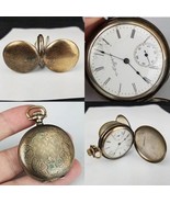 antique Gold over Sterling Silver 925 pocket watch Elgin 7j 6s Double Hu... - $350.36 CAD