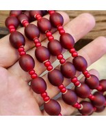 Vintage Venetian white heart and Red glass Trade Beads Beaded Necklace - $972.77 MXN