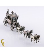 Miniatura Uomo Con / Cavalli &amp; Carrozza Argento Vintage Casa Delle Bambole - $18,108.48 MXN