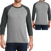 Mens Raglan Tri Blend 3/4 Sleeve Baseball T-Shirt Plain Tee S-XL 2XL,3XL... - £8.57 GBP+