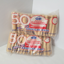 Vtg 100 FORESTER Worlds Fair Brand 3.75&quot; Round Wooden Clothespins 2 Pack... - £34.65 GBP