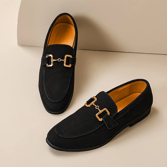 Beige suede casual loafers shoes black breathable slip on flock men dress shoes zapatos thumb200