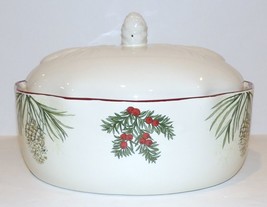 LOVELY BETTER HOMES &amp; GARDENS HERITAGE WINTER FOREST 2 QT COVERED CASSER... - $65.33