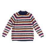 Y2K Villager Sport Liz Claiborne Women&#39;s L Navy Striped Mock Neck Sweate... - $32.85 CAD