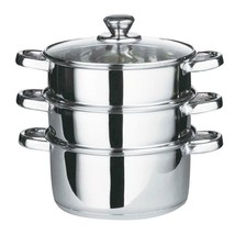 3 Tire Stainless Steel Steamer Pot 22cm Vegetable Seafood Meat Food Cooking Pot - £19.95 GBP