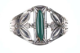 Vintage Bell Trading post Navajo sterling cuff bracelet with turquoise - £191.30 GBP