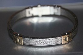 Signed Konstantino 18K Gold/ 925 Silver Carved Bangle Bracelet 7.5&quot; MSRP: $2150 - £920.13 GBP