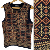 Vintage Kasper Knit Sweater Tank Top 90s Geometric Dark Academia Old Mon... - $46.53