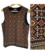 Vintage Kasper Knit Sweater Tank Top 90s Geometric Dark Academia Old Mon... - $63.63 CAD