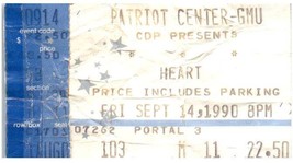Cœur Ticket Stub Septembre 14 1990 Fairfax Virginia - £32.65 GBP